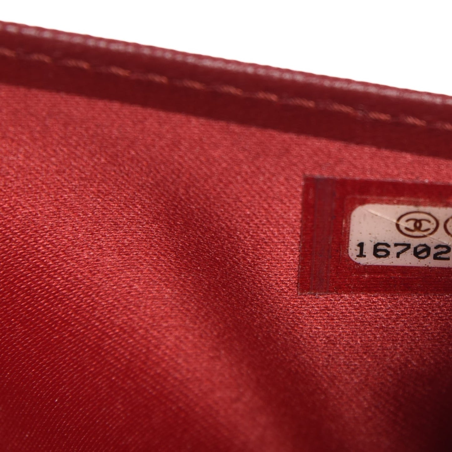 Lambskin Camellia Embossed Yen Wallet Dark Red