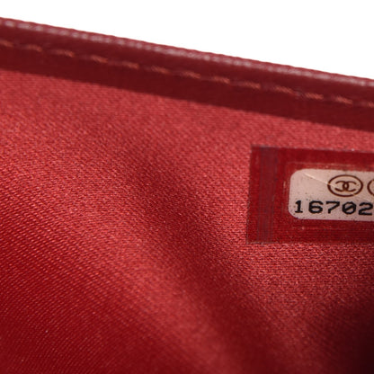 Chanel Lambskin Camellia Embossed Yen Wallet Dark Red 8 of 13