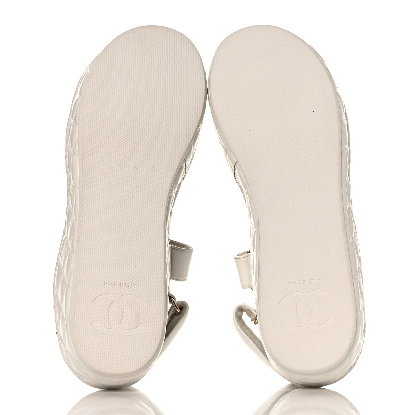 Shiny Calfskin Logo Platform Sandals 38 Ivory