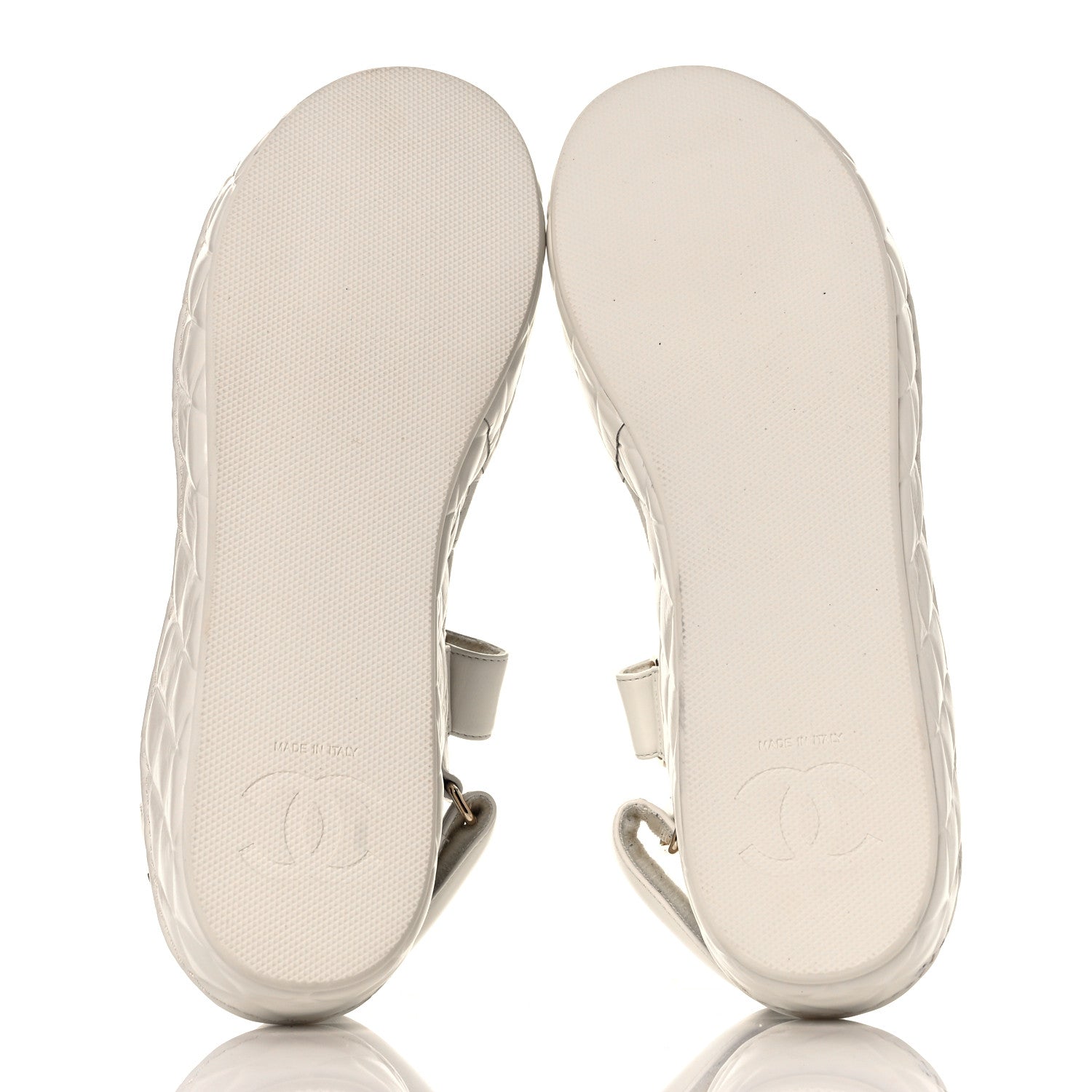 Chanel Shiny Calfskin Logo Platform Sandals 38 Ivory 6 of 10