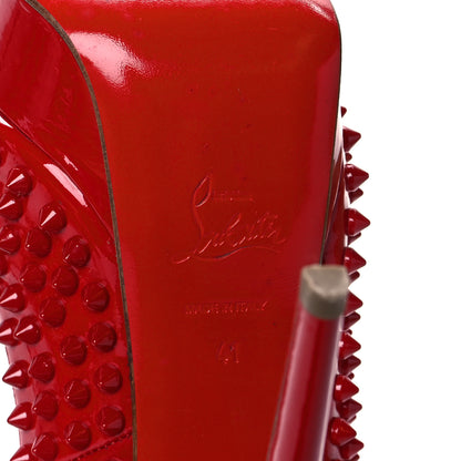 Christian Louboutin Patent Lady Peep Spikes VIP 150 Pumps 41 Red 7 of 10