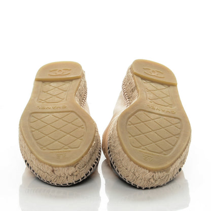 Chanel Lambskin CC Espadrilles 42 Beige Black 5 of 7