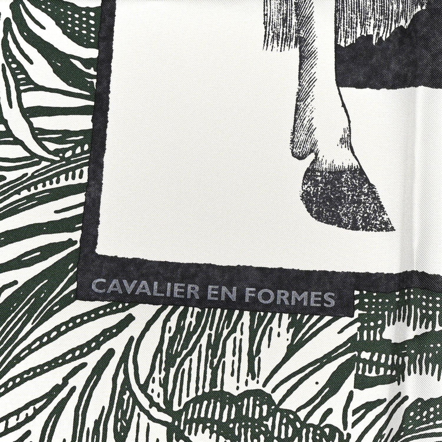 Hermes Silk Cavalier En Formes Scarf 90 Creme Vert Jaune Vif 5 of 5