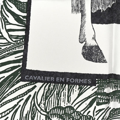 Hermes Silk Cavalier En Formes Scarf 90 Creme Vert Jaune Vif 5 of 5