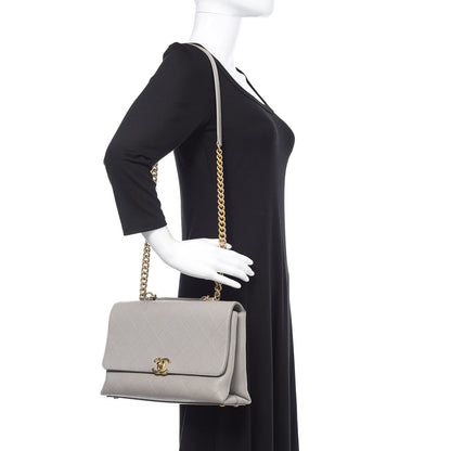 Chanel Grained Calfskin Stitched Flap Grey 2 of 16