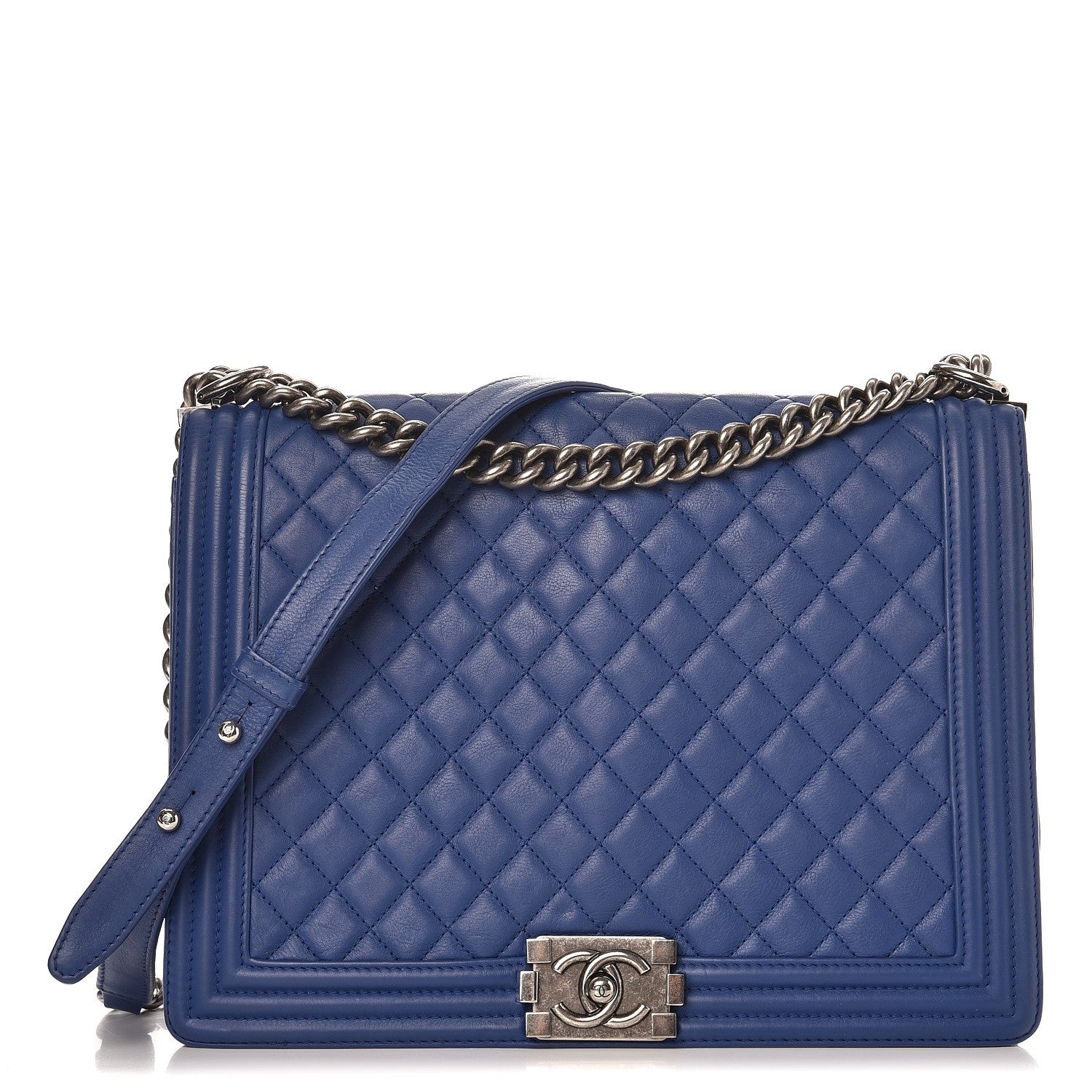 Chanel Calfskin Quilted Large Boy Flap Blue 1 of 9
