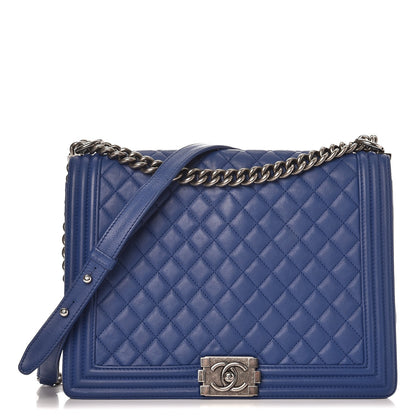 Chanel Calfskin Quilted Large Boy Flap Blue 1 of 9