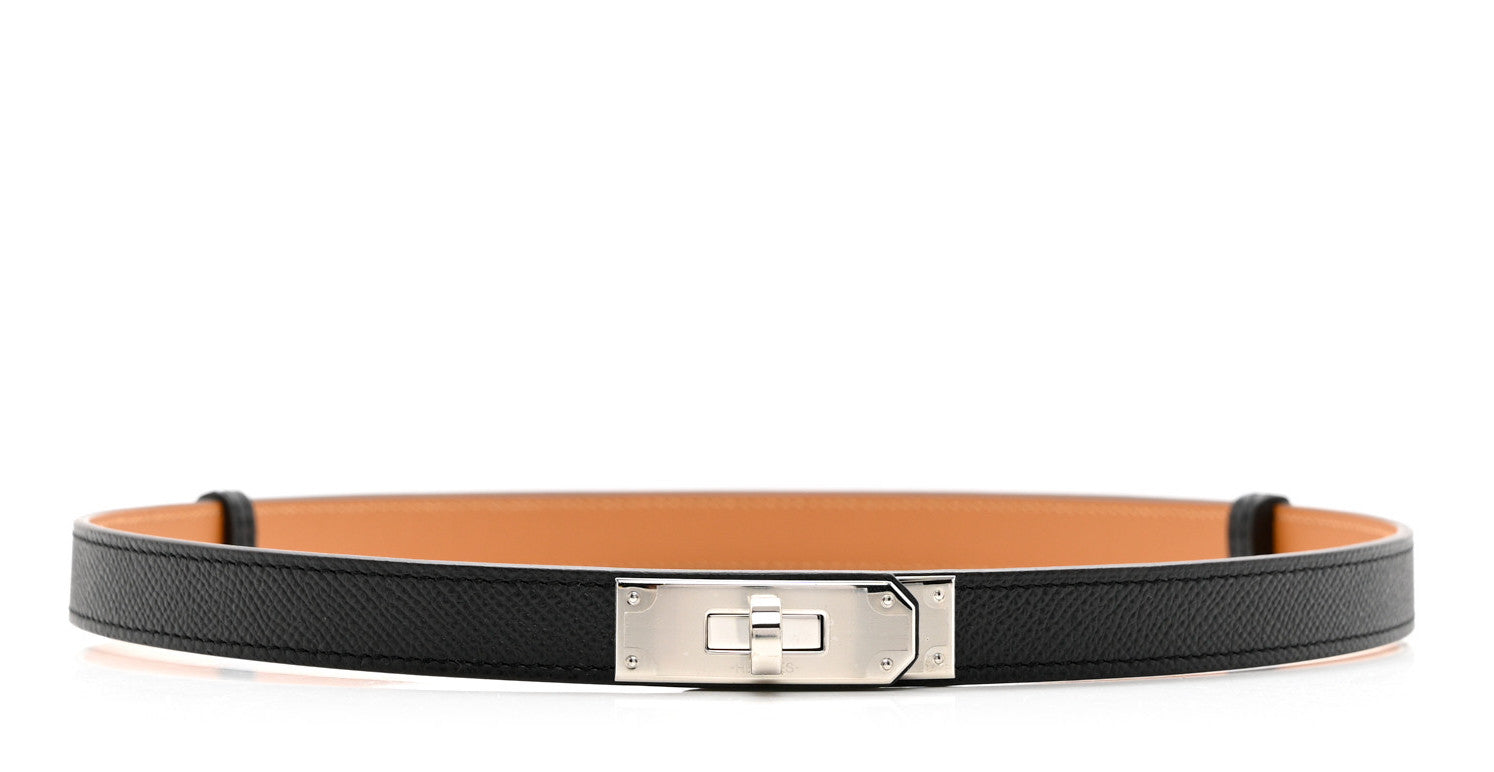 a photo of a black HERMES Epsom Kelly Belt from FASHIONPHILE