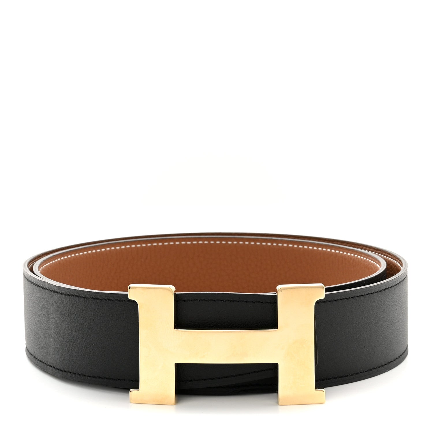 Hermes Box Togo 38mm Constance H Belt 95 Black Gold 1 of 6