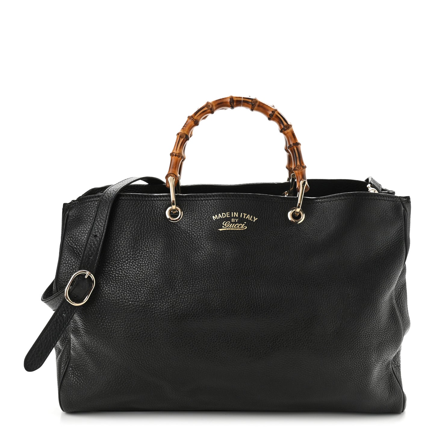 Calfskin Large Bamboo Shopper Tote Black