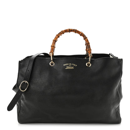 Gucci Calfskin Large Bamboo Shopper Tote Black 1 of 9