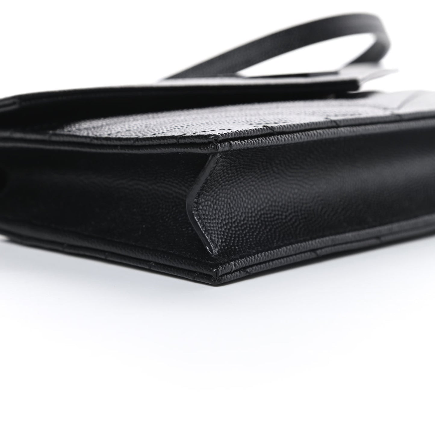 Grain De Poudre Matelasse Chevron Monogram Envelope Chain Wallet Black