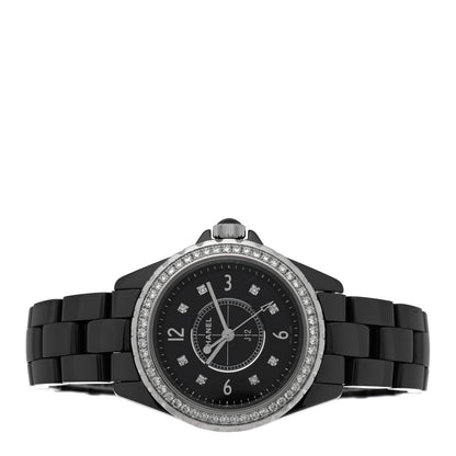 Chanel Stainless Steel Ceramic Diamond Bezel 33mm J12 Quartz Watch Black 2 of 5