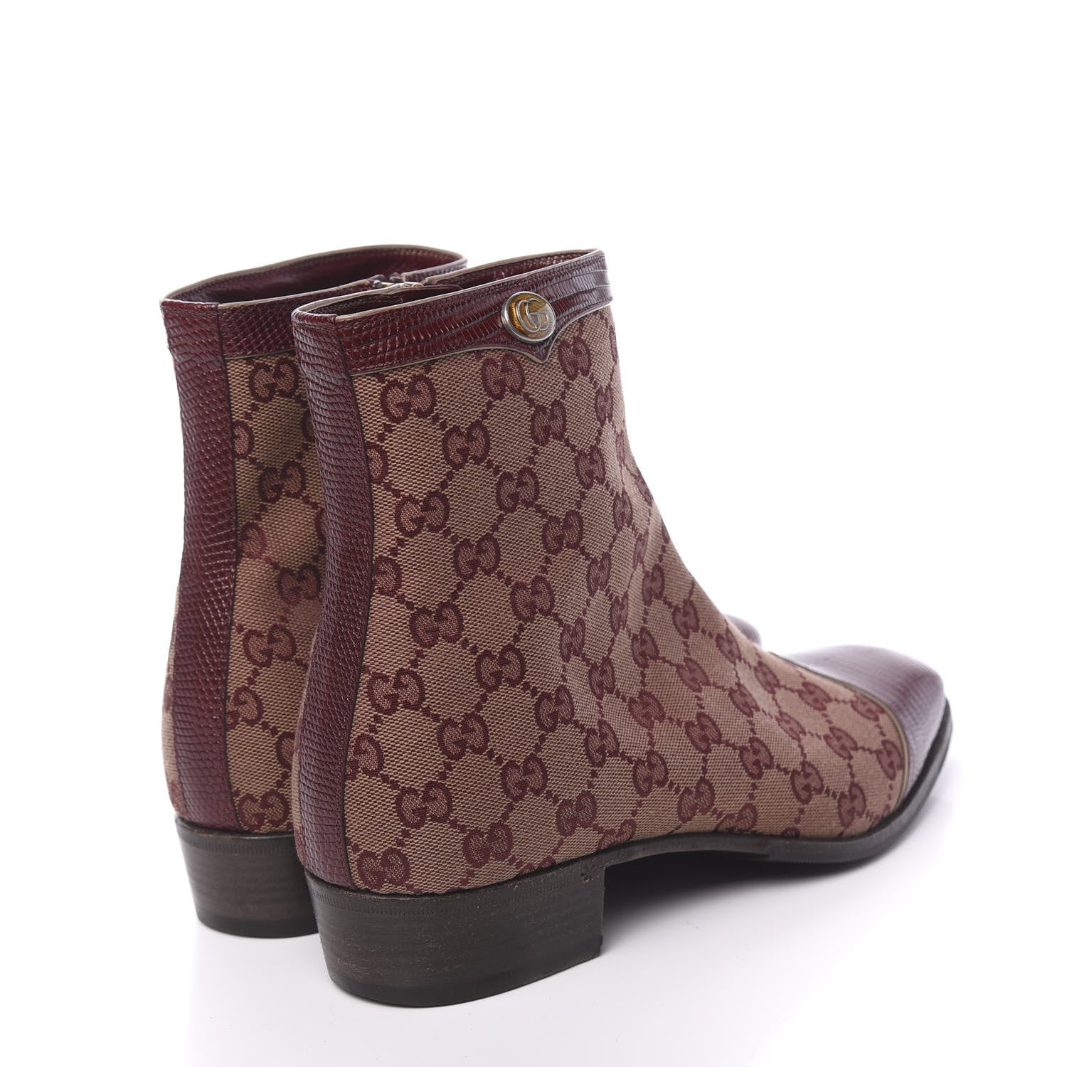 Gucci GG Monogram Lizard Mens GG Ankle Boots 8.5 Sahara Rubino Bright Bordeaux 4 of 9