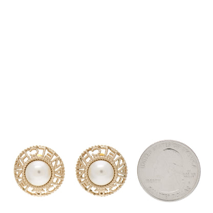 Chanel Pearl CC Round Rope Logo Earrings Gold 2 of 6
