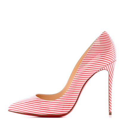 Christian Louboutin Patent Pigalle Follies Stripes 100 Pumps 39 Smoothie White 1 of 13