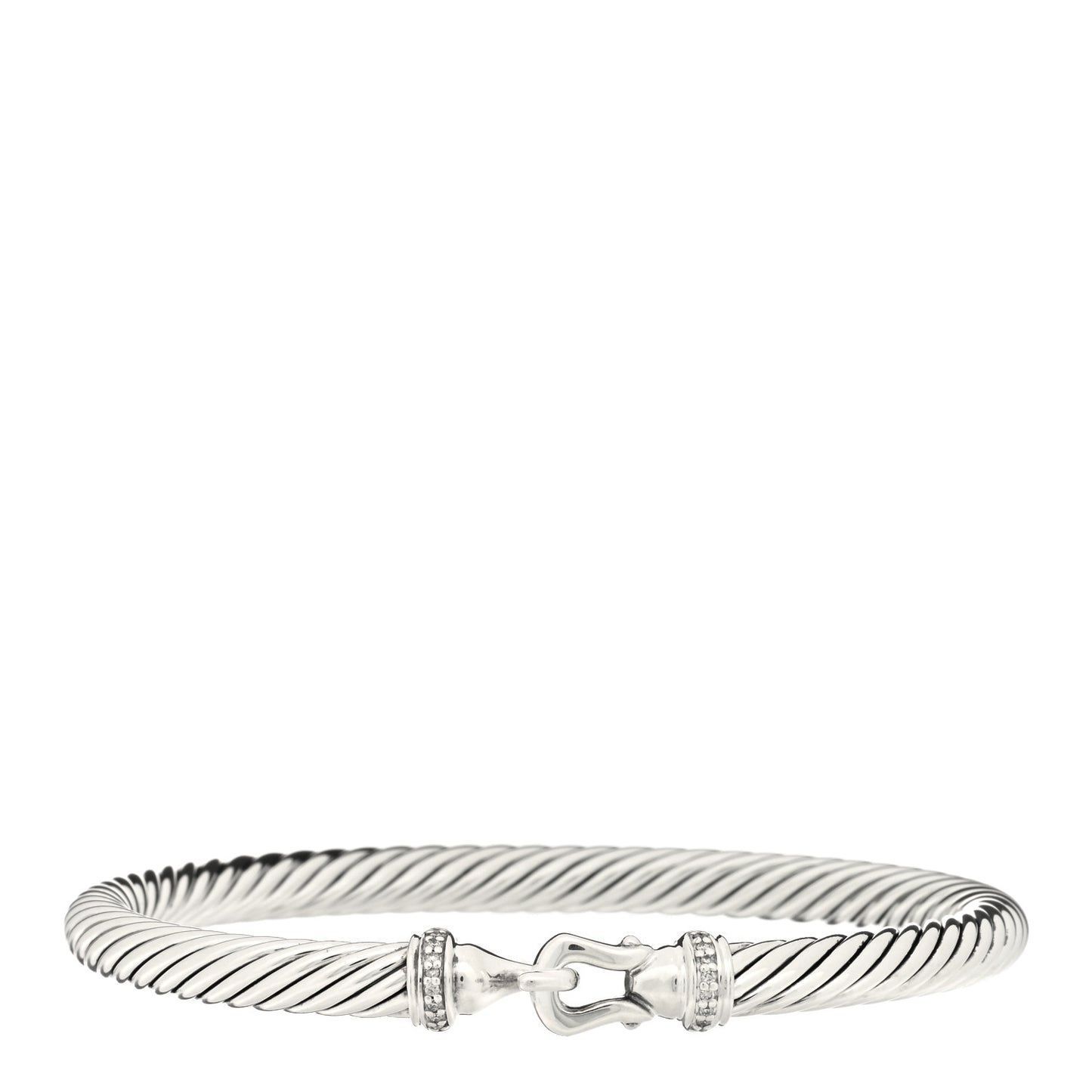 Sterling Silver Diamond 5mm Cable Buckle Bracelet