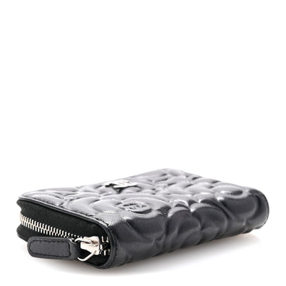 Chanel Iridescent Lambskin Camellia Embossed Zip Coin Purse Black 4 of 9