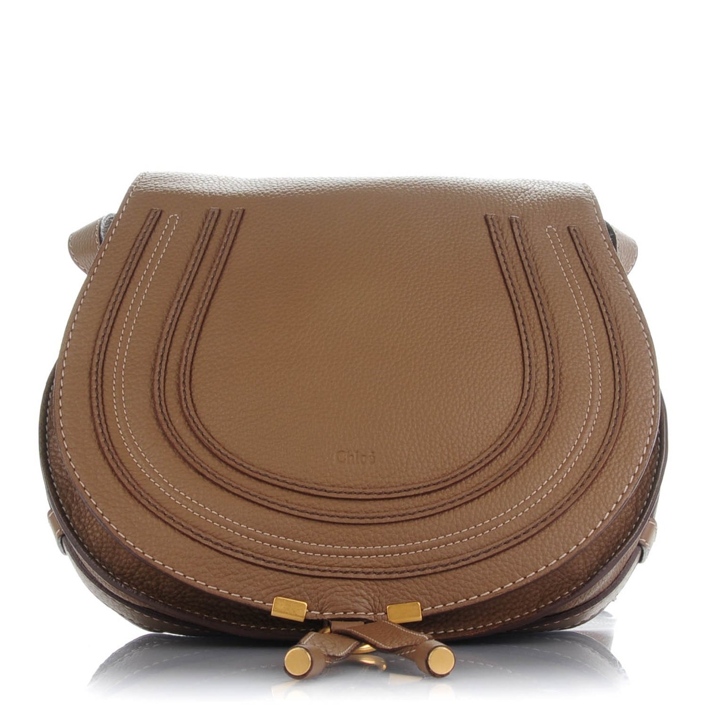 Grained Calfskin Medium Marcie Saddle Bag Seed