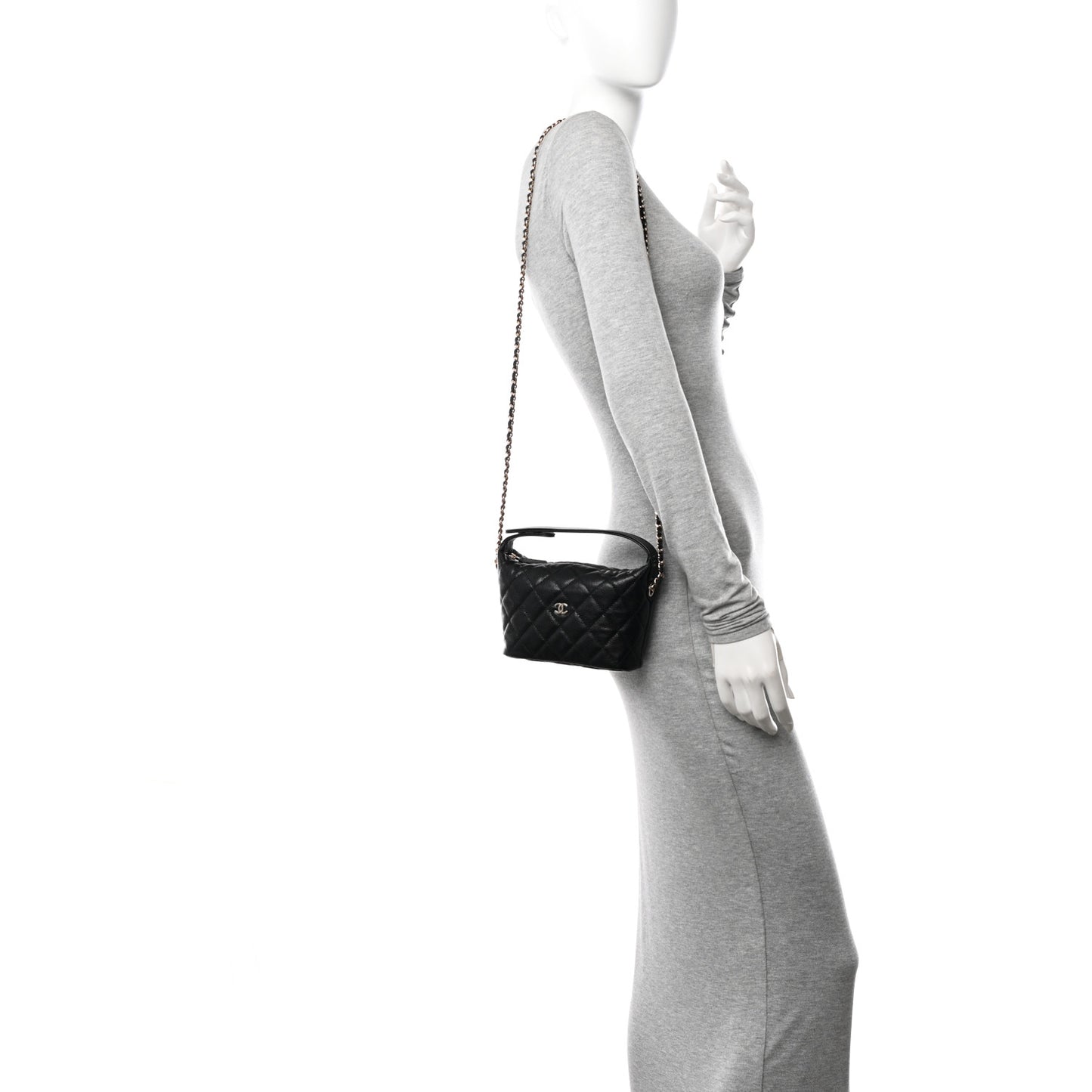 Caviar Quilted Hobo Black