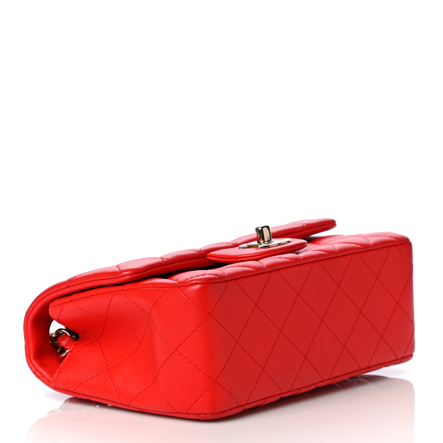 Chanel Lambskin Quilted Mini Rectangular Flap Red 7 of 8