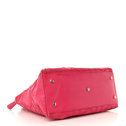 Christian Dior Lambskin Cannage Medium Granville Tote Fuchsia 4 of 15