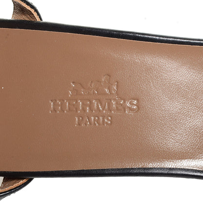 Hermes Nappa Initiale Sandals 37.5 Black 7 of 8