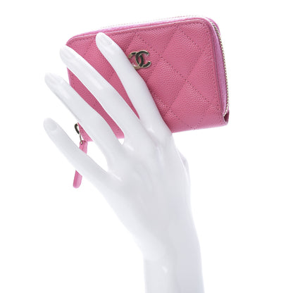 Chanel Caviar Quilted Zip Coin Purse Pink 2 of 7