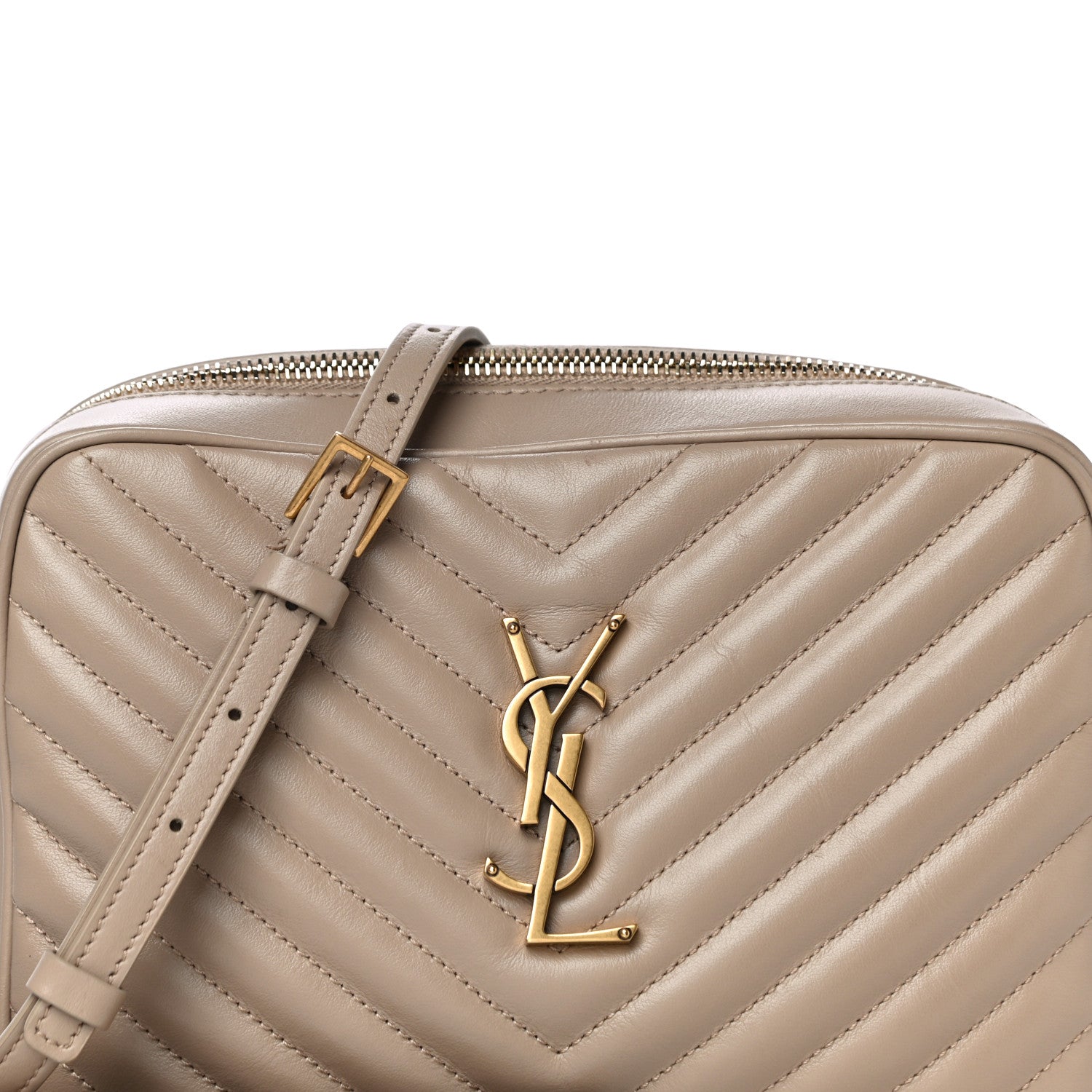 Saint Laurent Calfskin Matelasse Monogram Lou Camera Bag Dark Beige 8 of 12