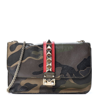 Valentino Garavani Nappa Canvas Camouflage Medium Glam Lock Rockstud Flap Verde 1 of 13