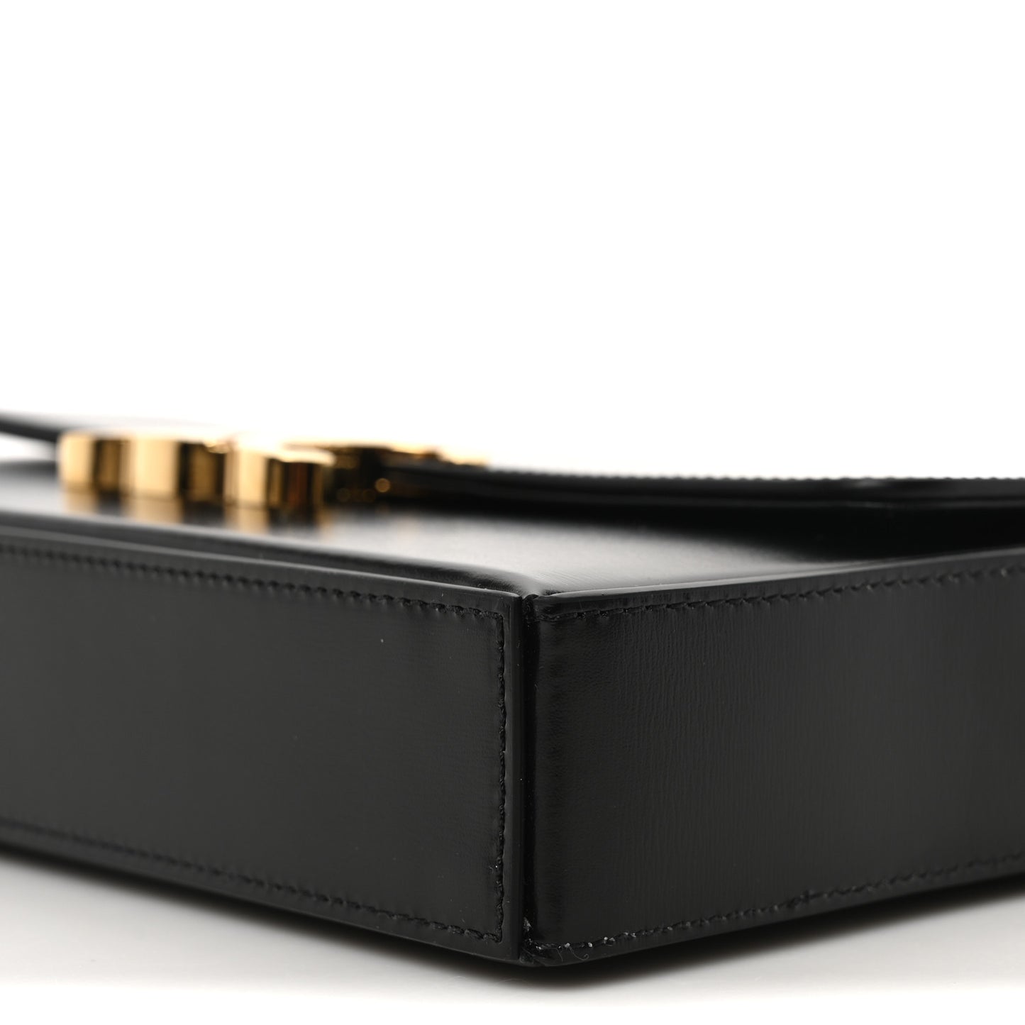 Shiny Calfskin Triomphe Chain Box Bag Black