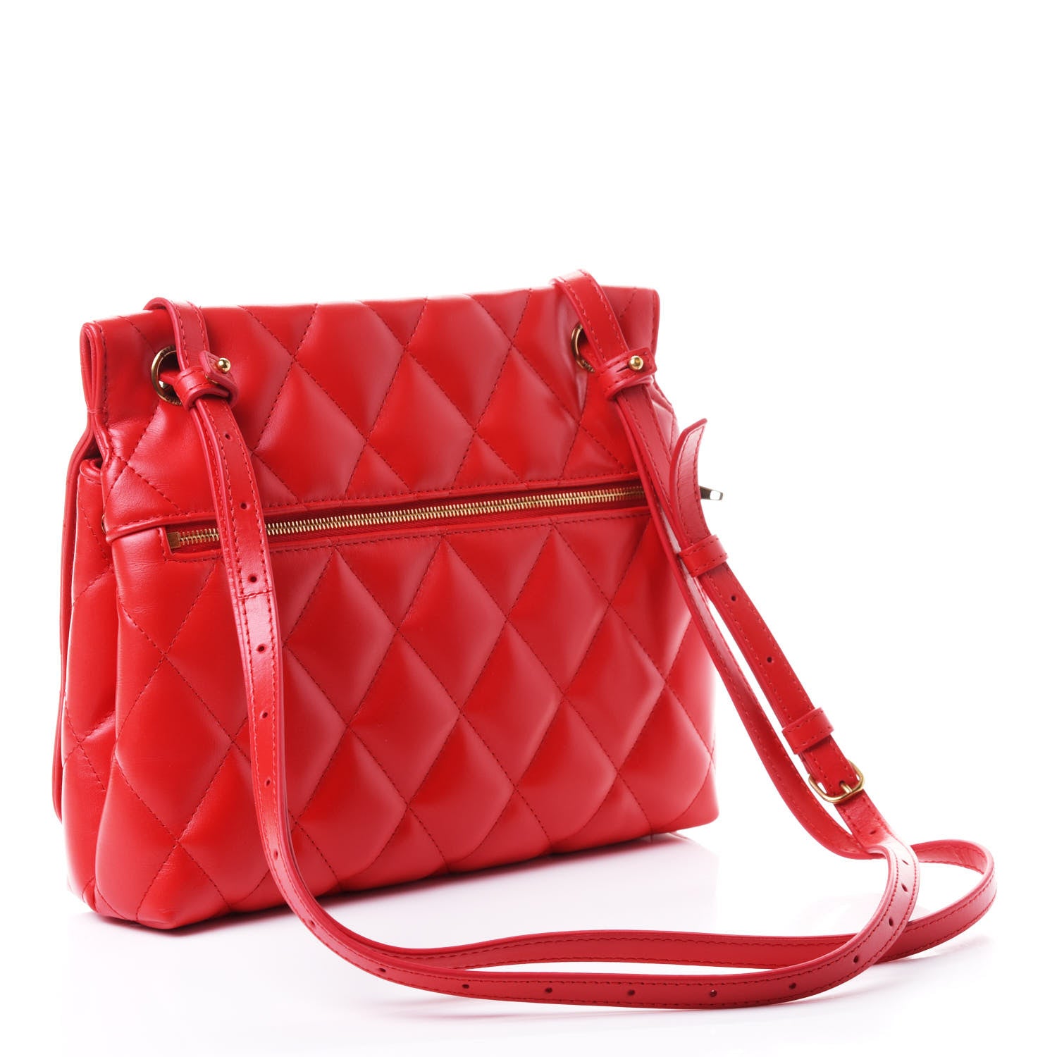 Balenciaga Nappa Calfskin Quilted Medium Touch B Shoulder Bag Bright Red 2 of 4
