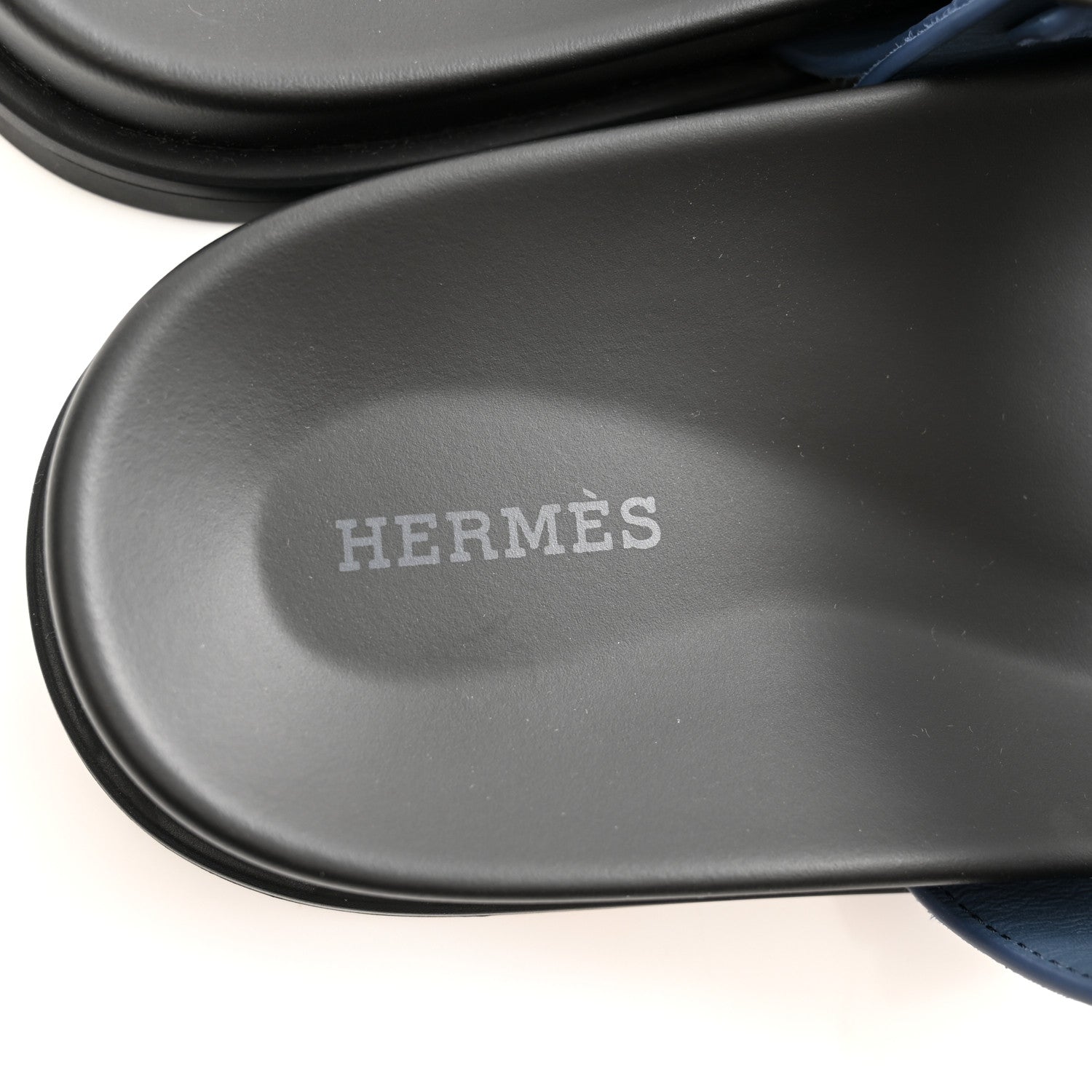 Hermes Suede Goatskin Mens Chypre Sandals 43 Bleu Turquin 6 of 9