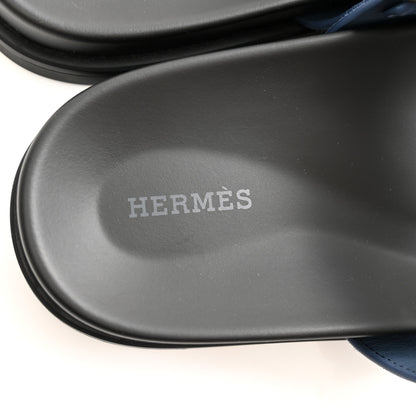 Hermes Suede Goatskin Mens Chypre Sandals 43 Bleu Turquin 6 of 9