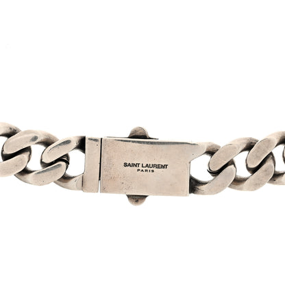 Saint Laurent Metal Curb Chain Necklace Oxidized Silver 4 of 4