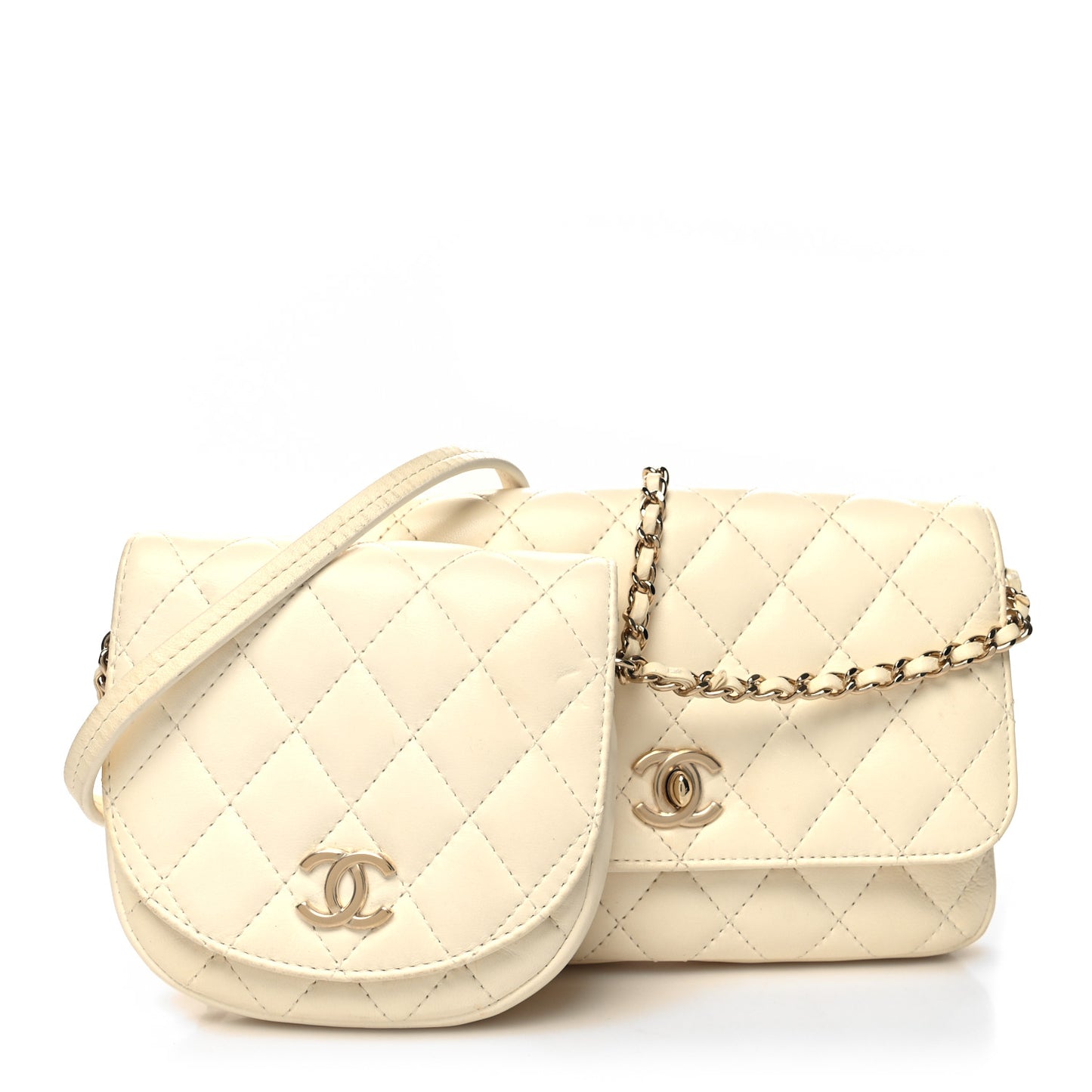 Lambskin Quilted Side Packs White