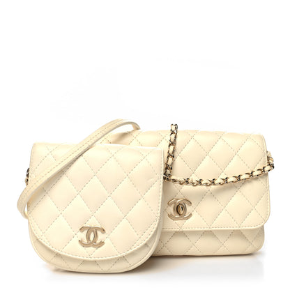Chanel Lambskin Quilted Side Packs White 1 of 16
