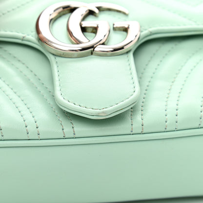 Gucci Calfskin Matelasse Mini GG Marmont Shoulder Bag Water Green 11 of 12