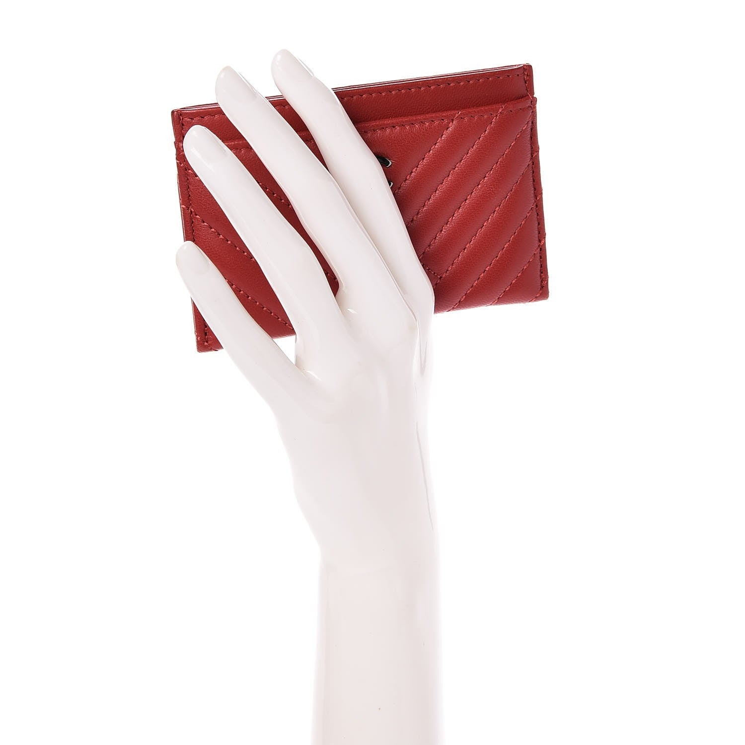 Chanel Lambskin Quilted CC Crossing Card Holder Red 2 of 9