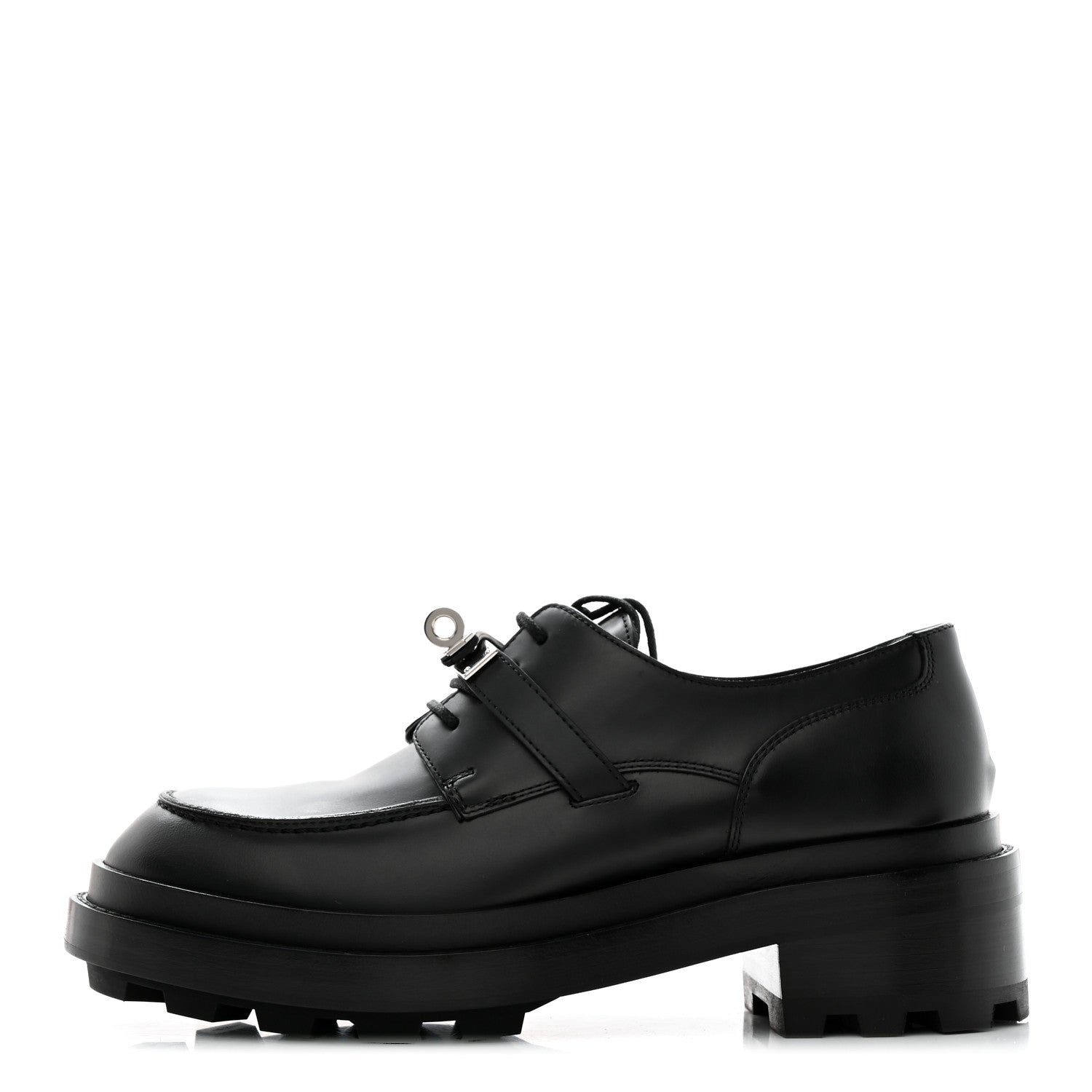 Hermes Calfskin First Derby Shoes 37.5 Black 1 of 9