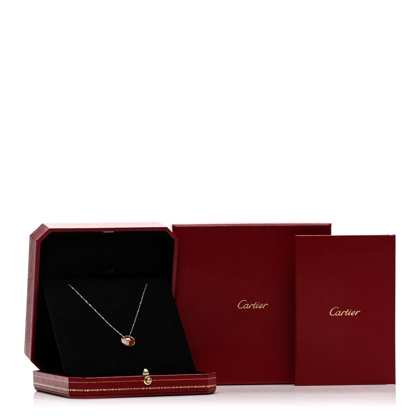 18K Pink Gold Diamond Carnelian XS Amulette de Cartier Pendant Necklace