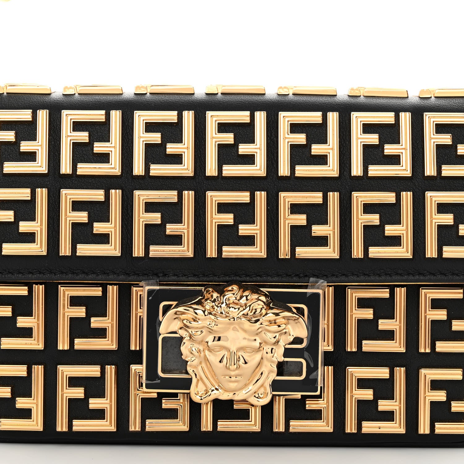 Fendi X VERSACE Calfskin Fendace FF Baguette Black 7 of 9