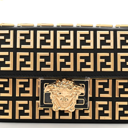 Fendi X VERSACE Calfskin Fendace FF Baguette Black 7 of 9