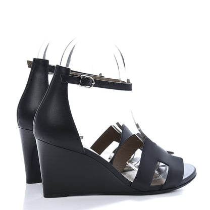 Hermes Calfskin Legend Wedge Sandals 35.5 Black 4 of 8