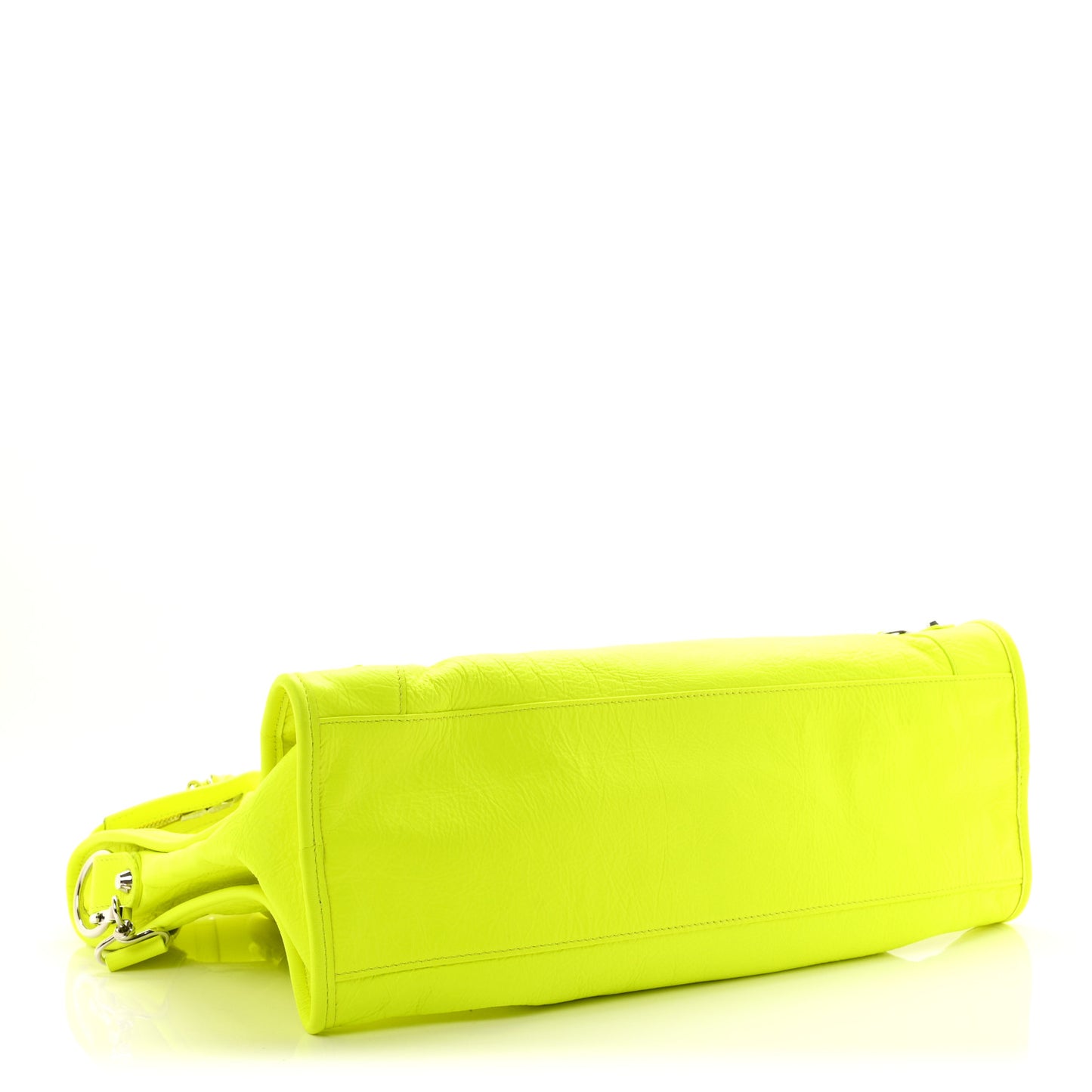 Agneau Classic Silver Hardware City Jaune Fluo