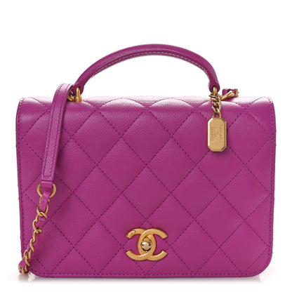 Chanel Caviar Quilted Mini Top Handle Flap Dark Pink 1 of 10