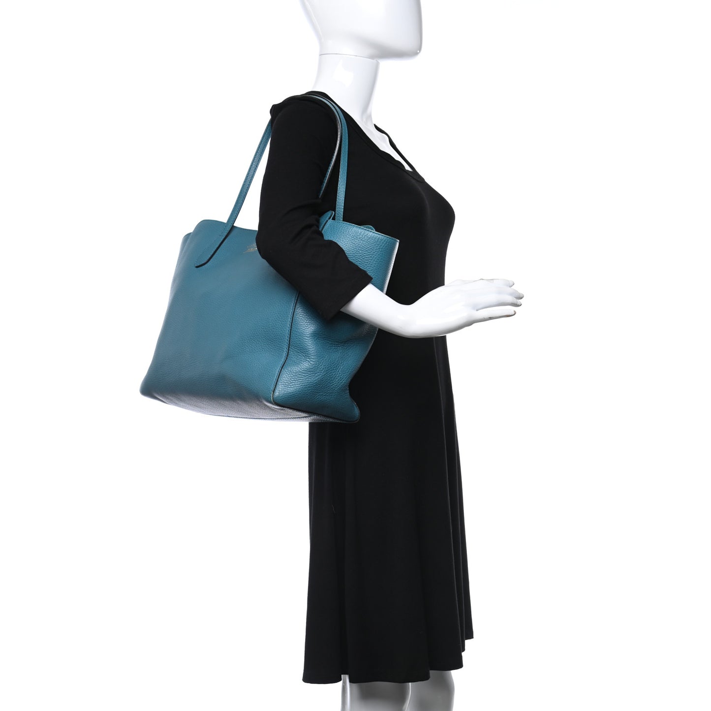 Dollar Calfskin Medium Swing Tote Deep Cobalt