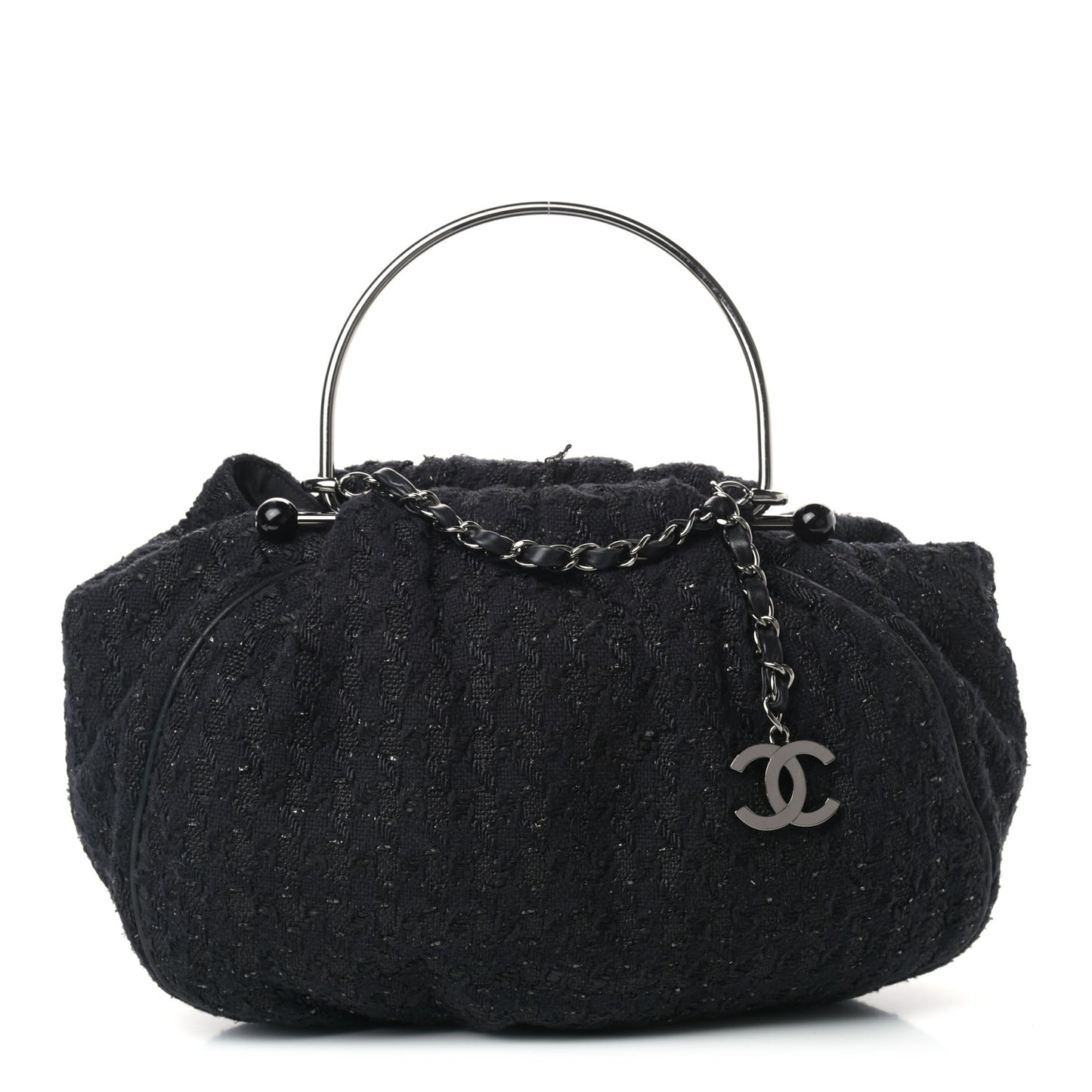 Tweed Boucle Knitting Bag Black