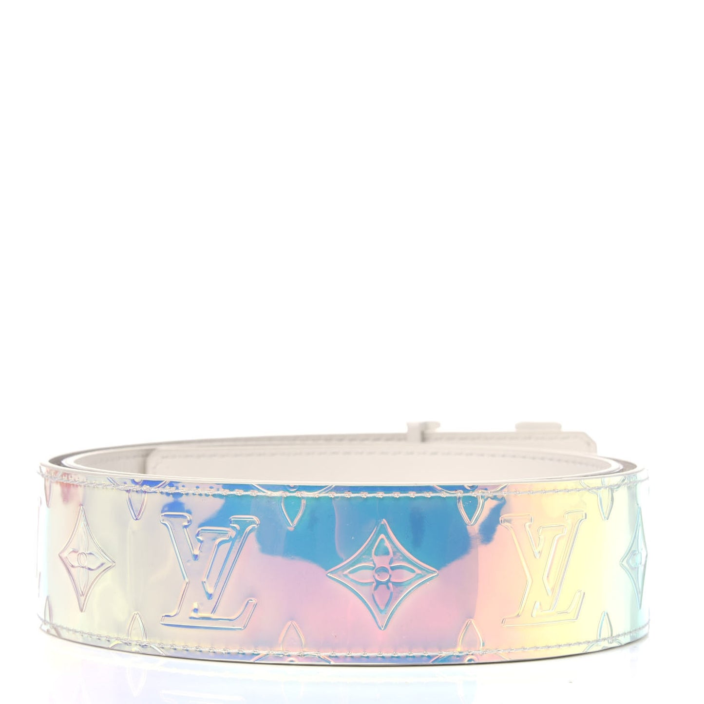 PVC Monogram 40mm LV Initiales Reversible Belt 85 34 Iridescent Prism