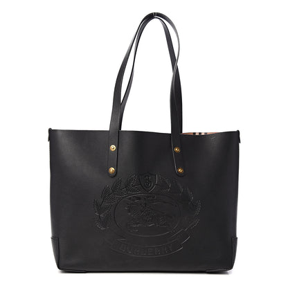 Burberry Calfskin Crest Embossed Small Tote Black 1 of 13
